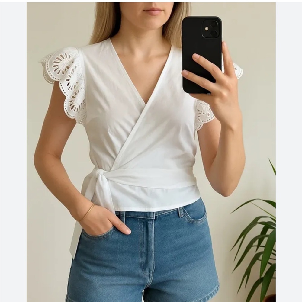 🇫🇷 CLAUDIE PIERLOT cotton wrap blouse